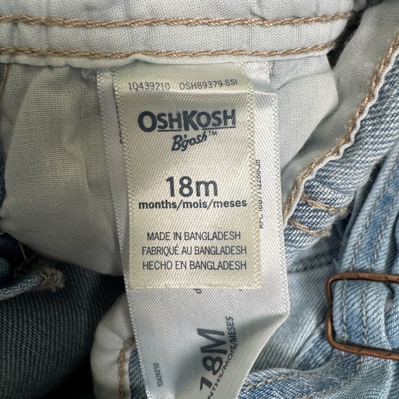 Carter’s Oshkosh Heart Print Denim Overalls 100% Cotton Adjustable Straps 18M - Picture 9 of 10